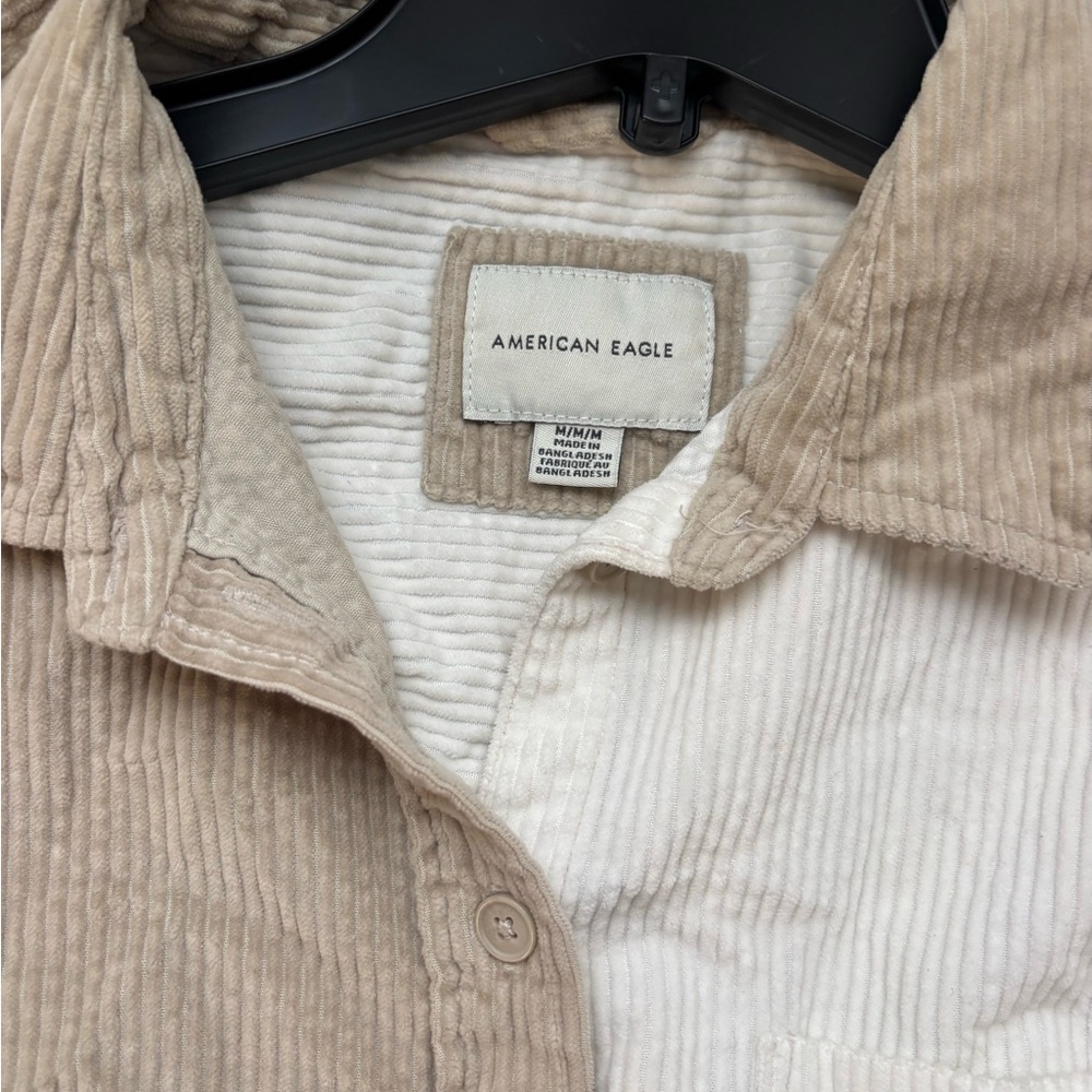 American Eagle Outfitters Beige and White Jean Jacket